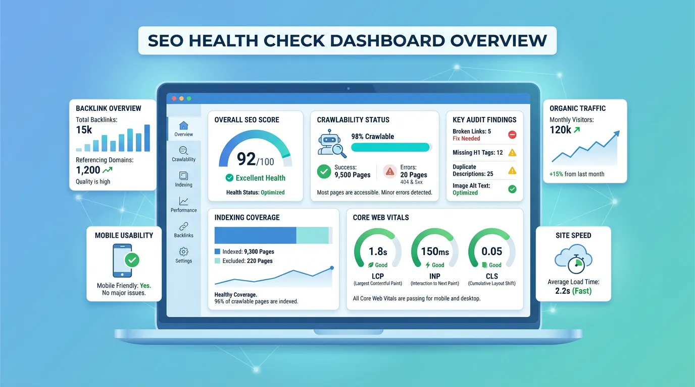 SEO健康检查仪表盘概览