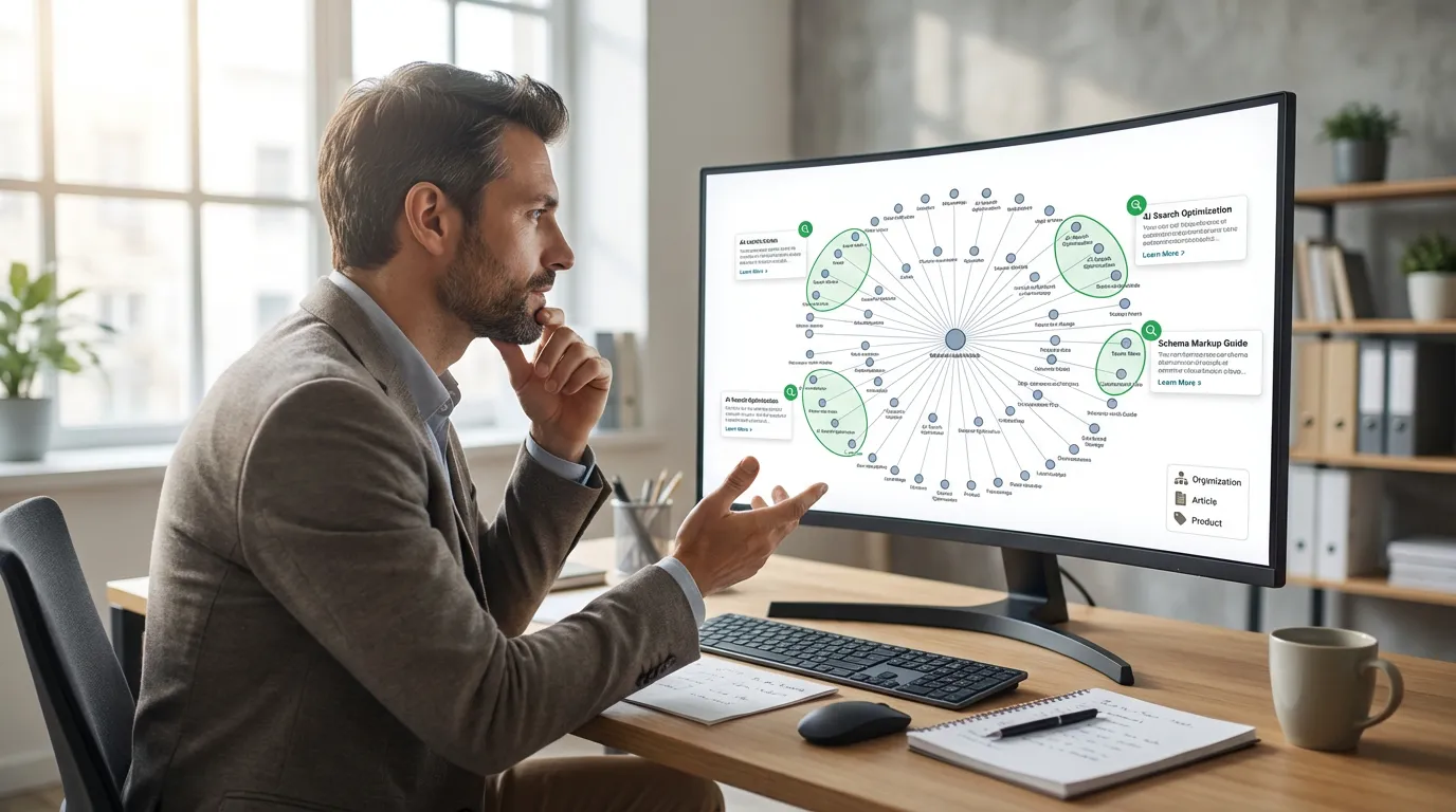 SEO analyst reviewing internal links for AI search readiness