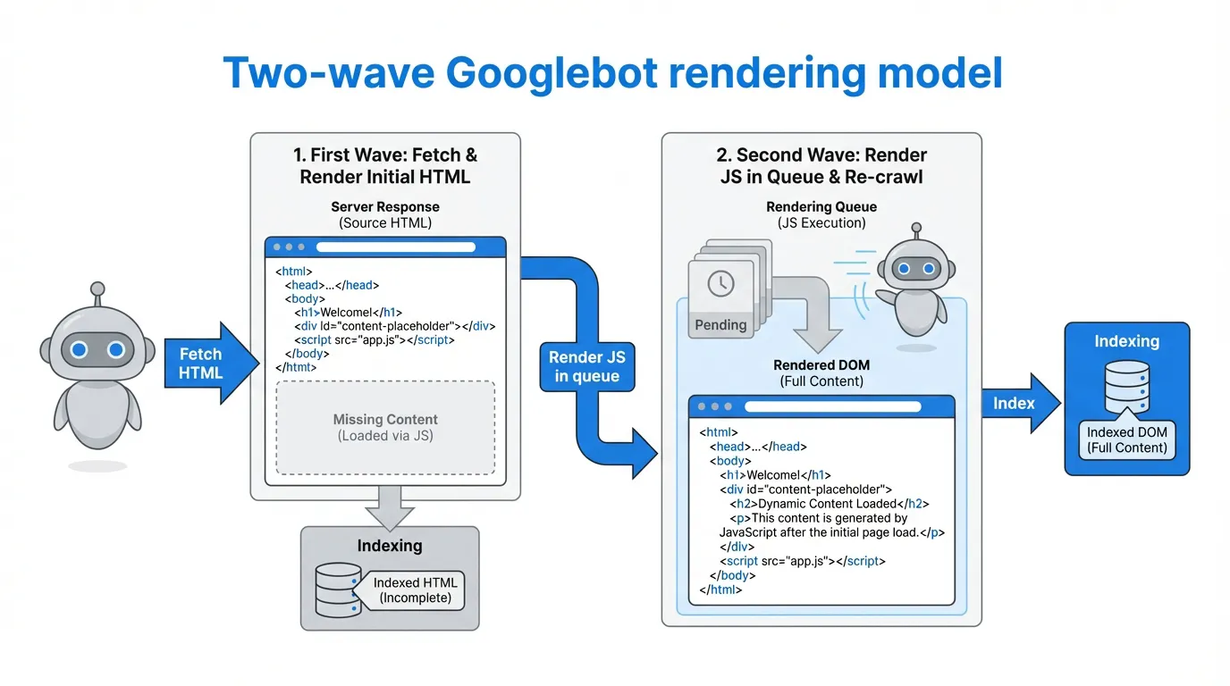 Two-wave Googlebot rendering model