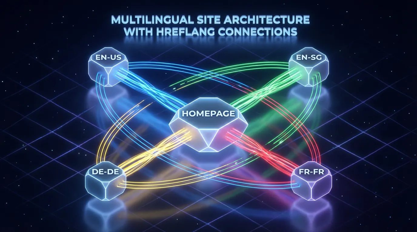 Multilingual site architecture with hreflang connections