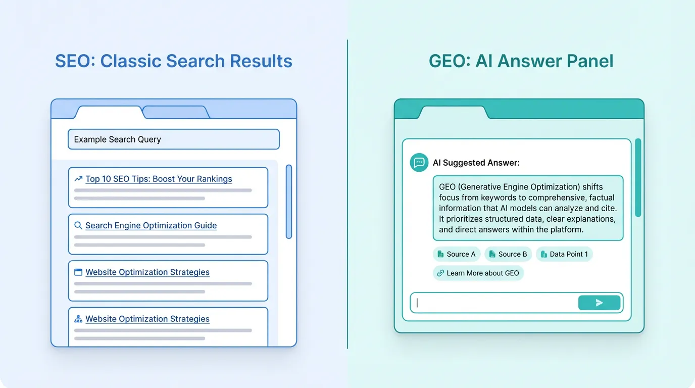 SEO to GEO shift in search interfaces