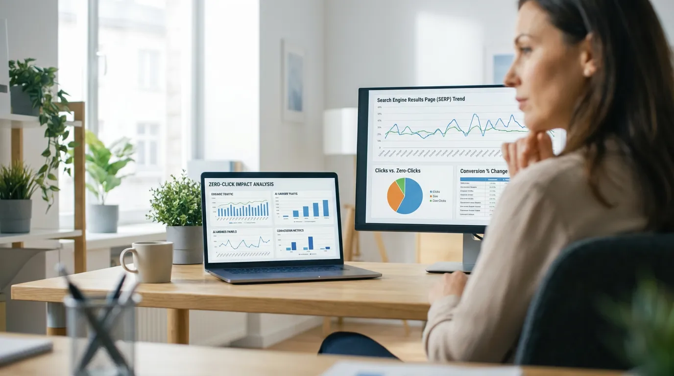 Marketing manager reviewing zero-click impact