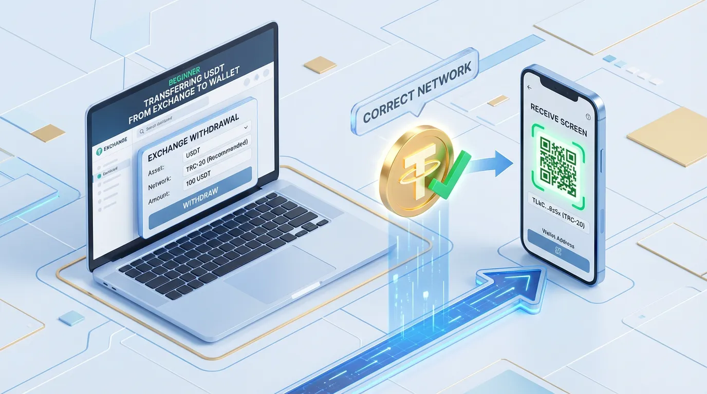 Beginner transferring USDT from exchange to wallet