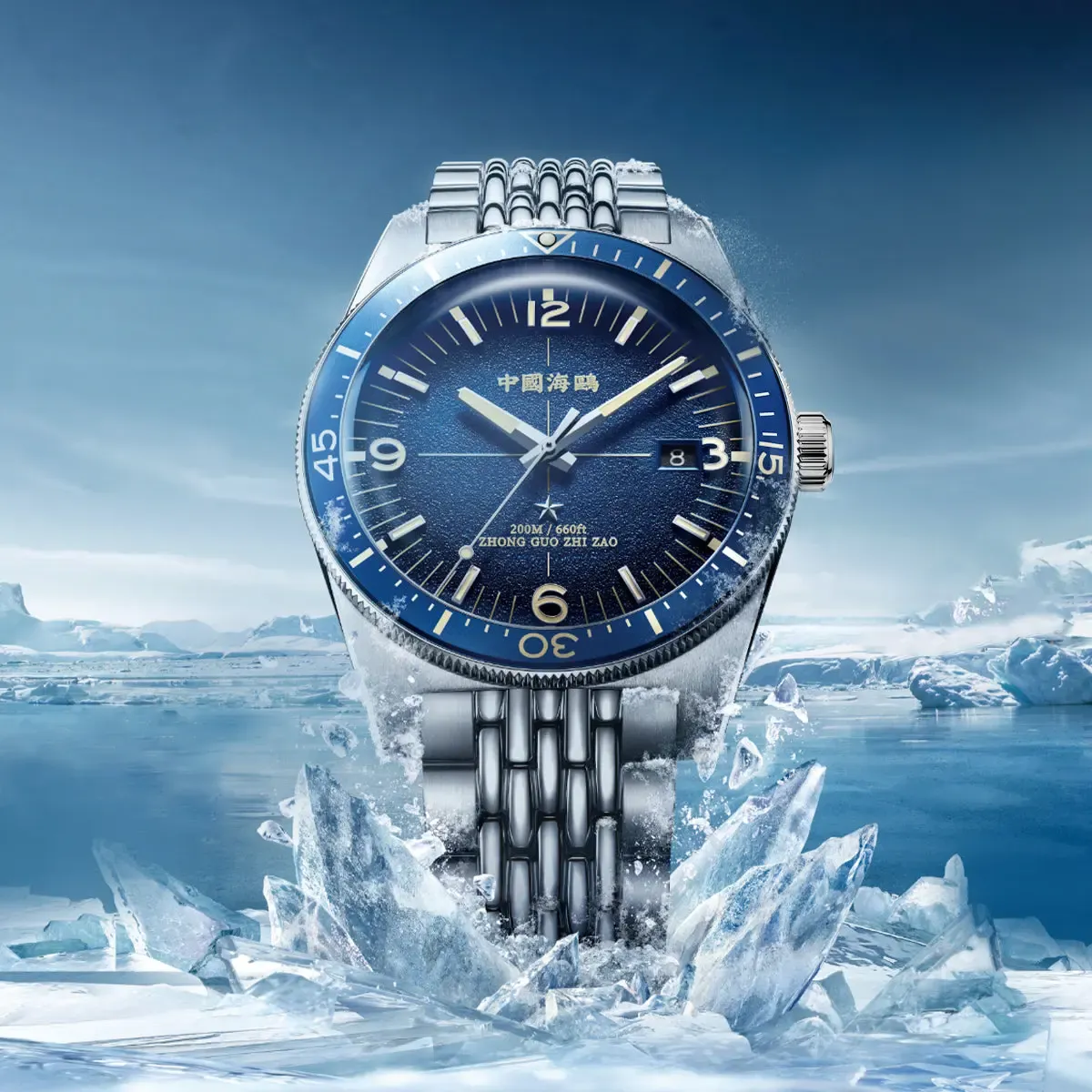 Seagull Antarctic Expedition 1064A on steel bracelet