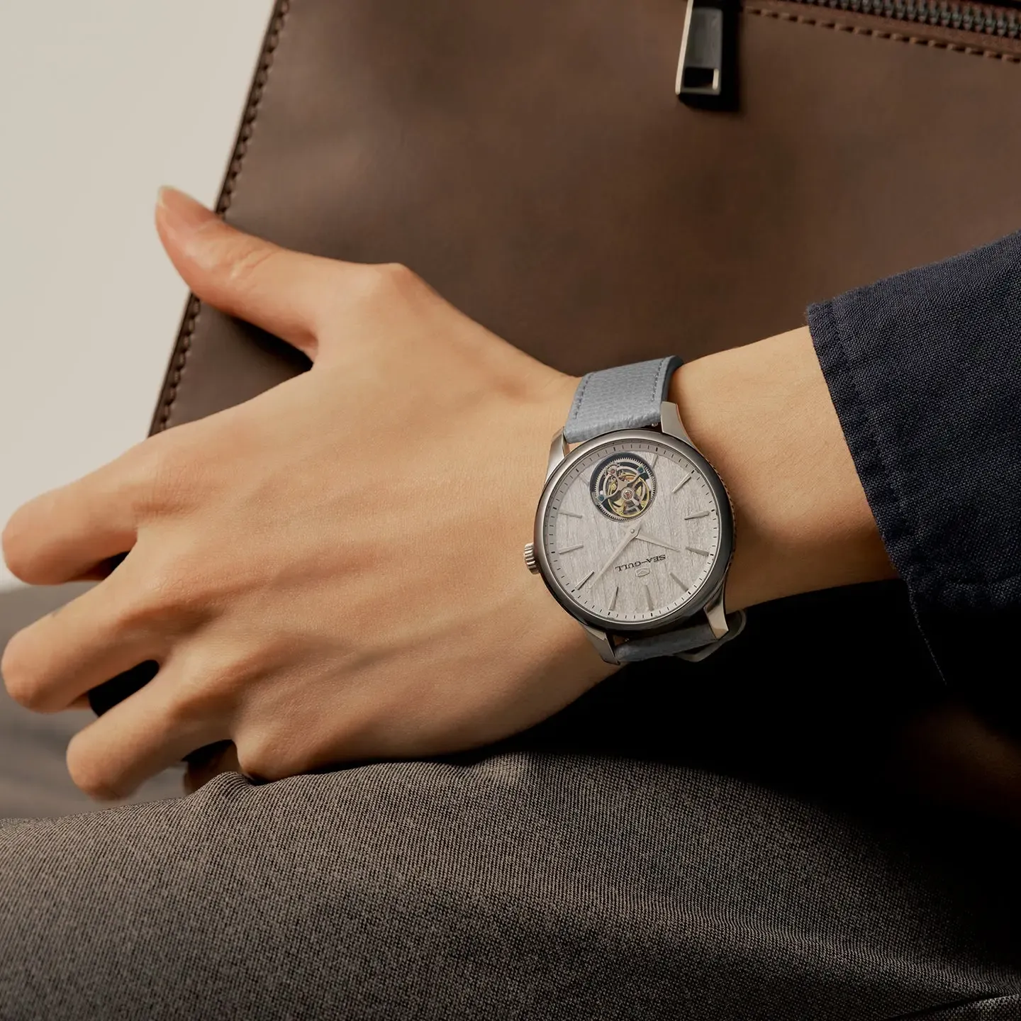 tourbillon dress watch on wris