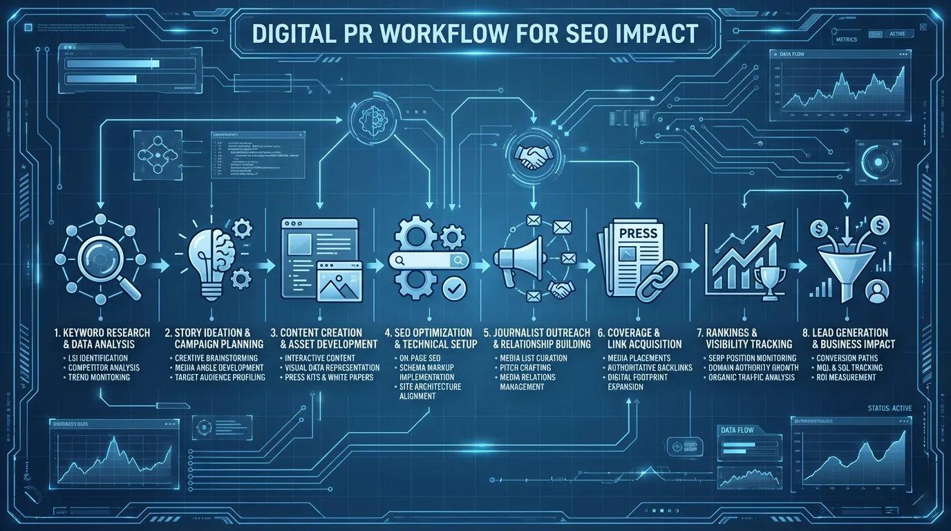 Digital PR workflow for SEO impact