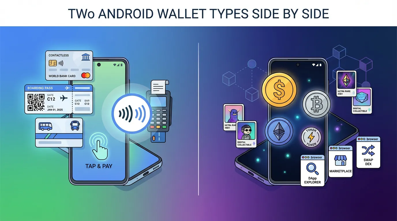 Dos tipos de billeteras Android una al lado de la otra