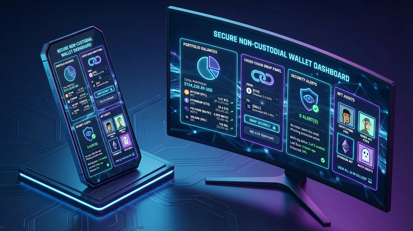 Panel seguro de billetera no custodial
