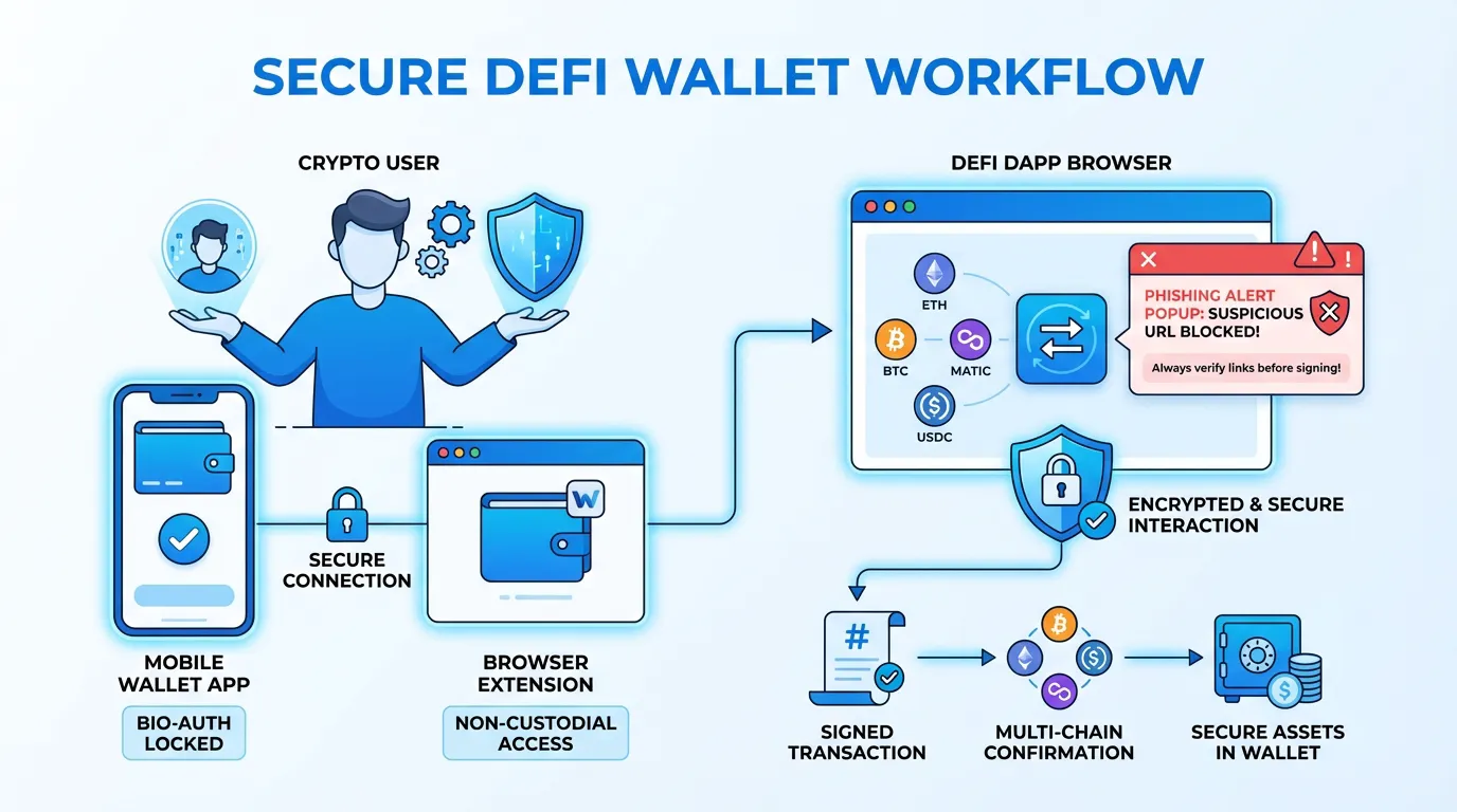 Secure DeFi wallet workflow