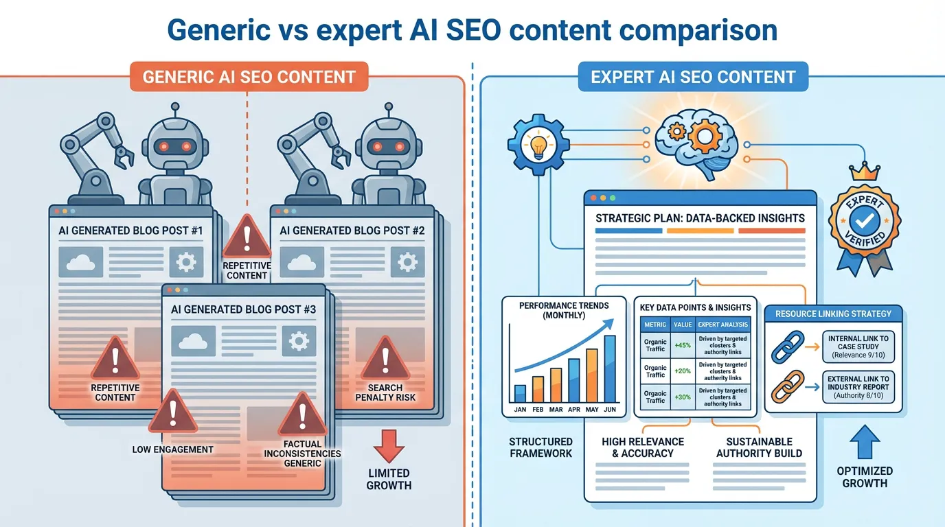 Generic vs expert AI SEO content comparison