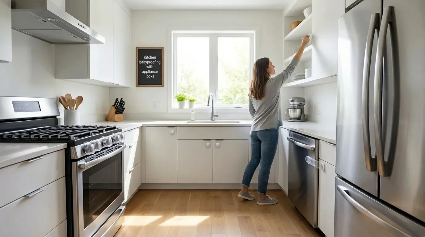 Kitchen babyproofing with appliance locks