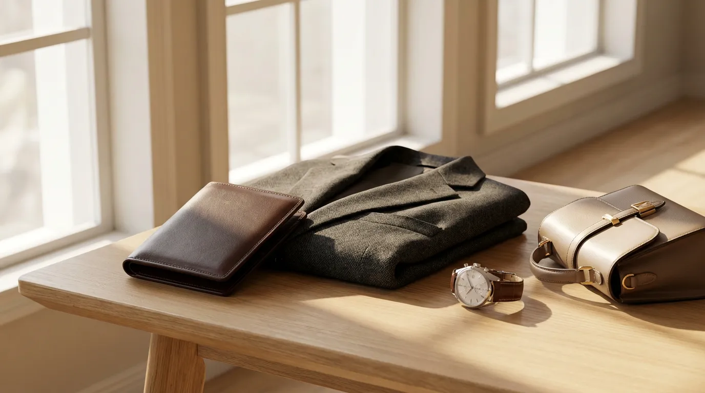 Designer wallet lifestyle scene