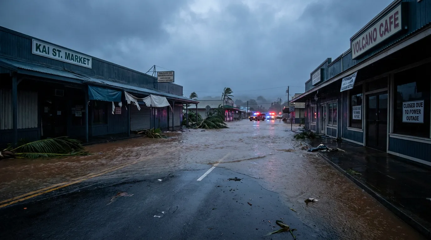 Flooded Hawaiian Street and Blackout