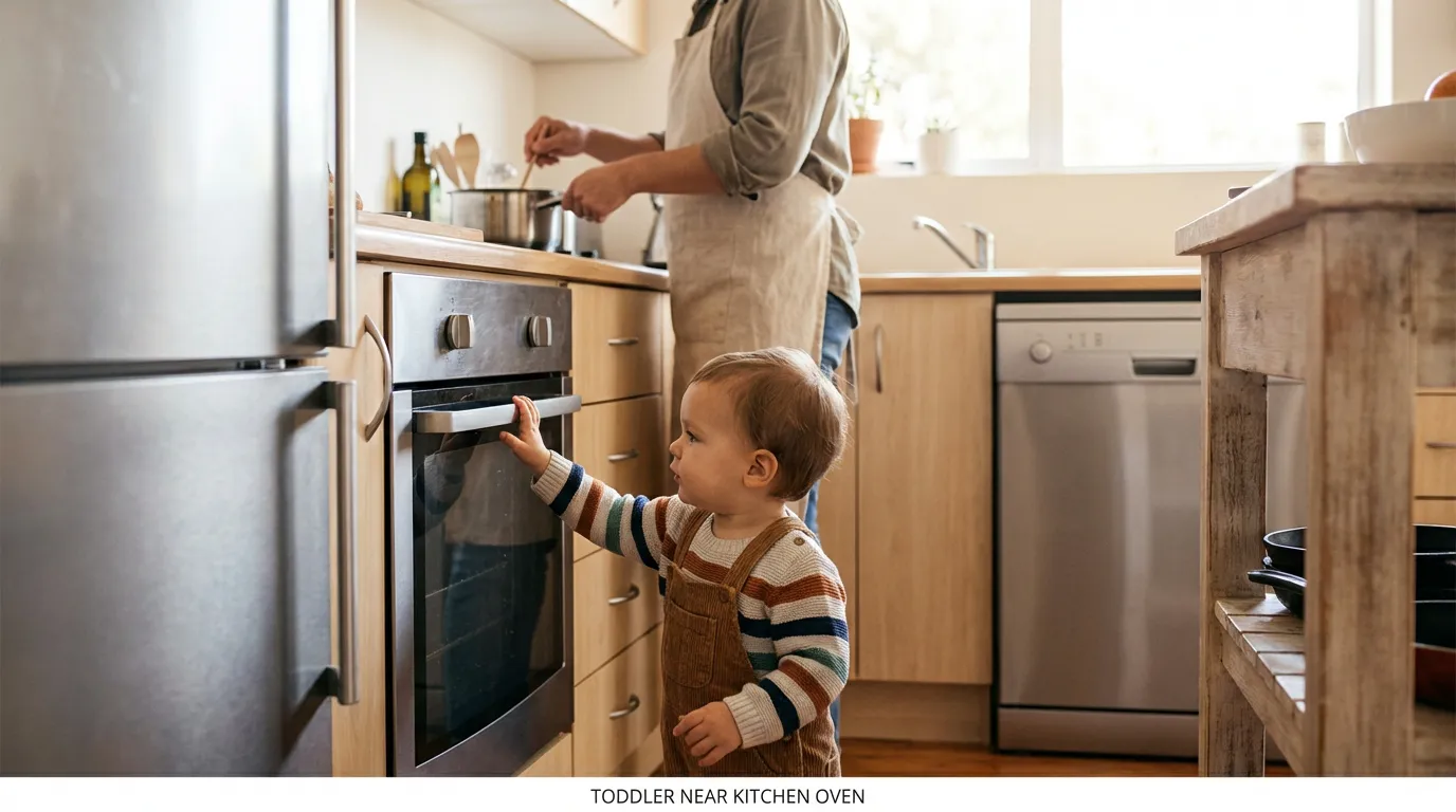 Toddler Near Kitchen Oven