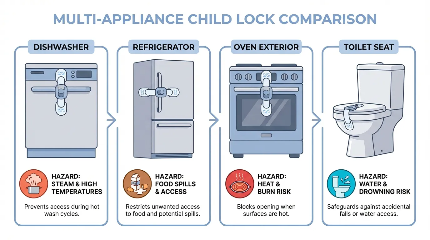 Multi-appliance child lock comparison