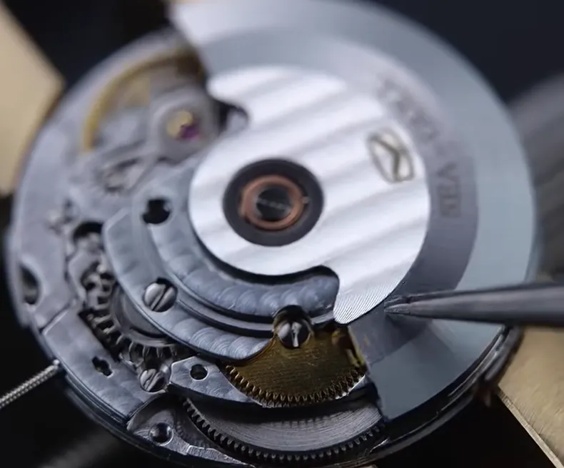 Mechanical watch movement close-up