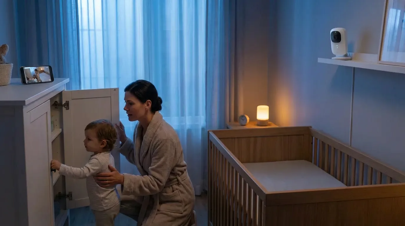 Parent checking smart nursery monitor