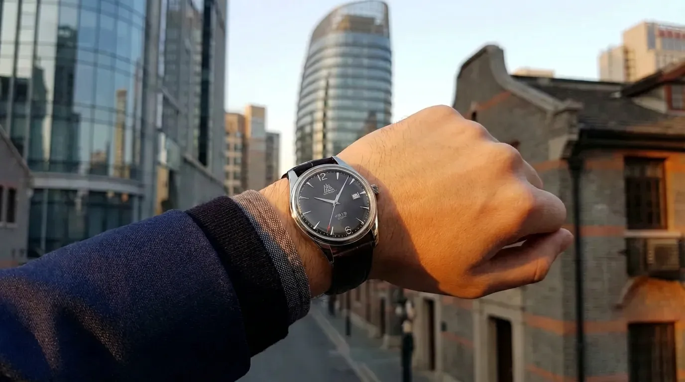 Shanghai Watch on elegant wrist lifestyle shot