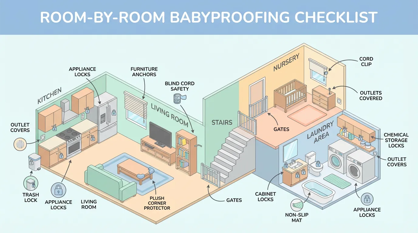 Room-by-room babyproofing checklist