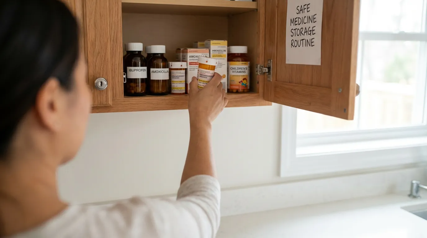 Safe medicine storage routine in family home