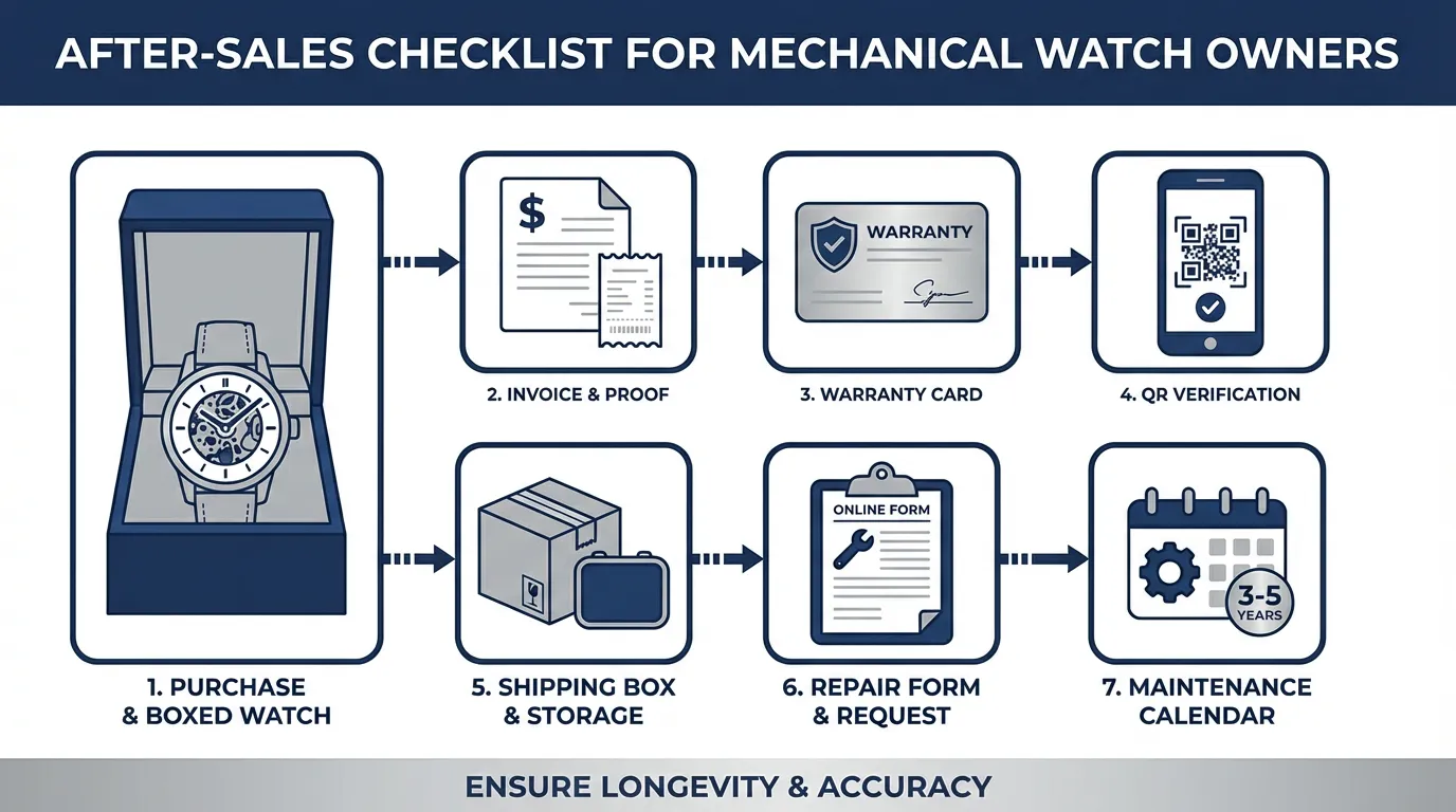 After-sales checklist for mechanical watch owners