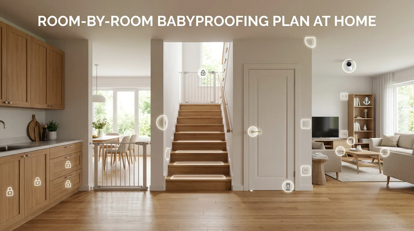 Room-by-room babyproofing plan at home