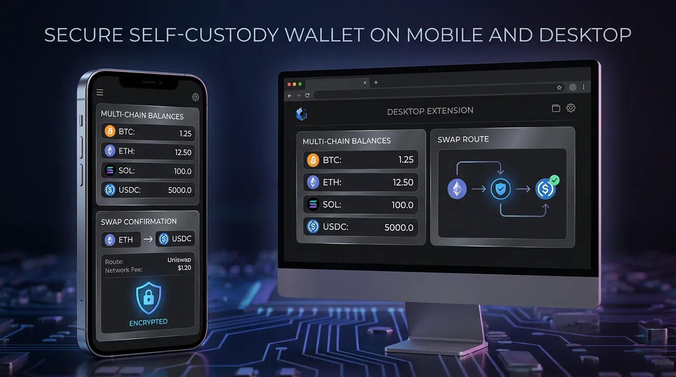 Secure self-custody wallet on mobile and desktop