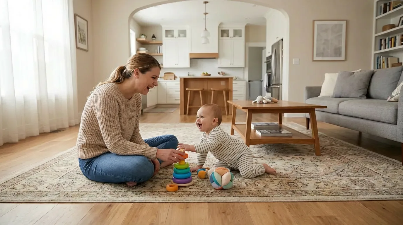 Whole-home babyproofing planning scene