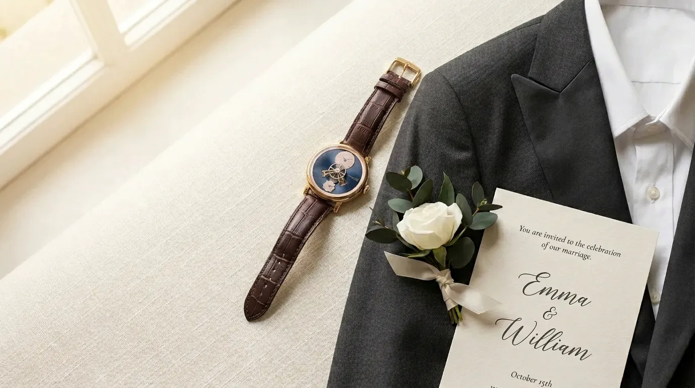 Elegant wedding watch scene