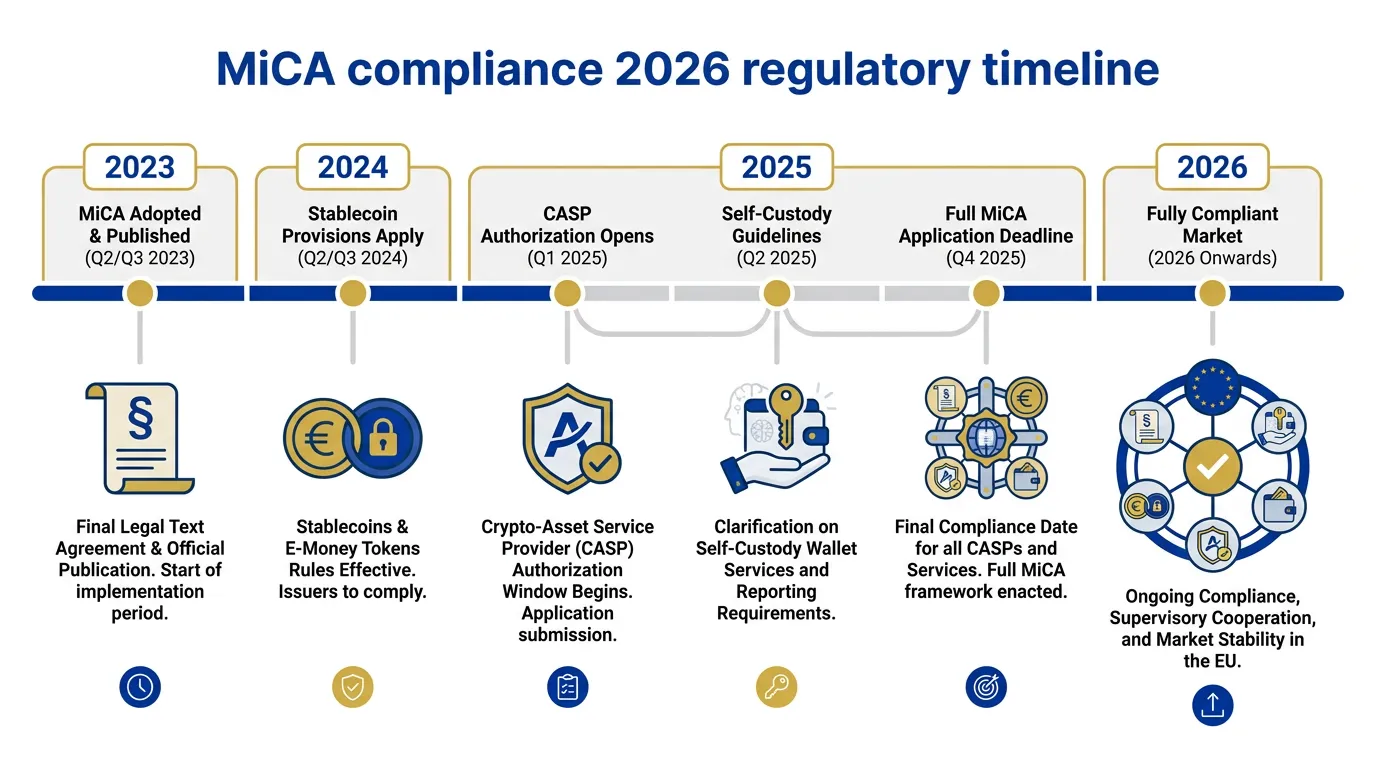 MiCA compliance 2026 regulatory timeline