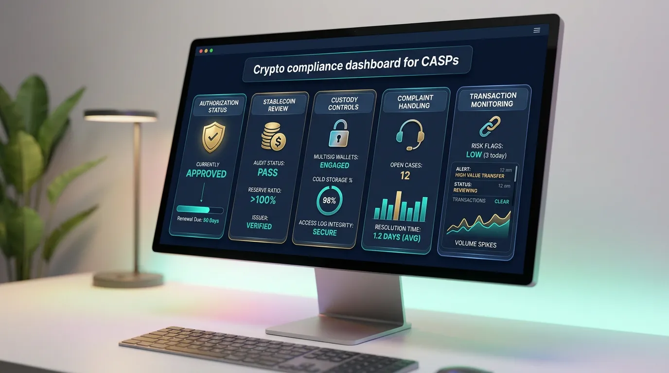Crypto compliance dashboard for CASPs