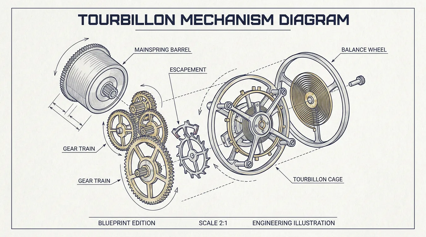 Tourbillon mechanism diagram