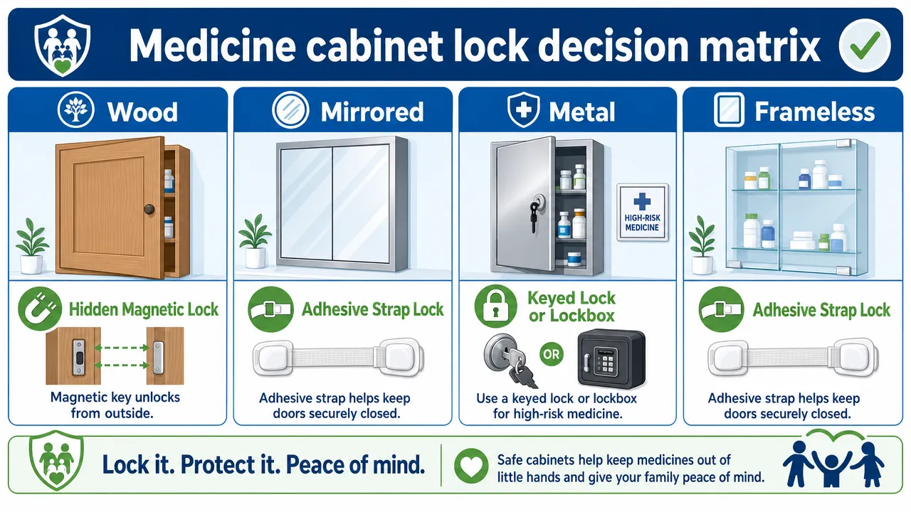 Medicine cabinet lock decision matrix