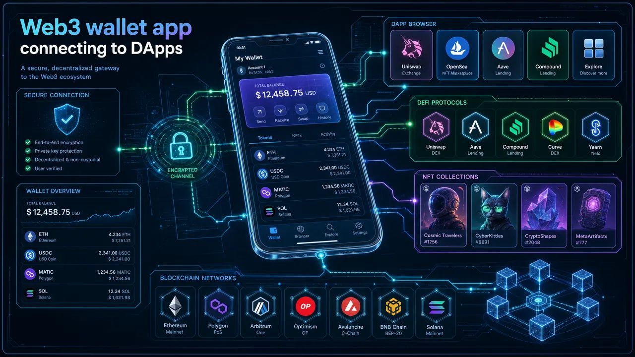 Web3 wallet app connecting to DApps