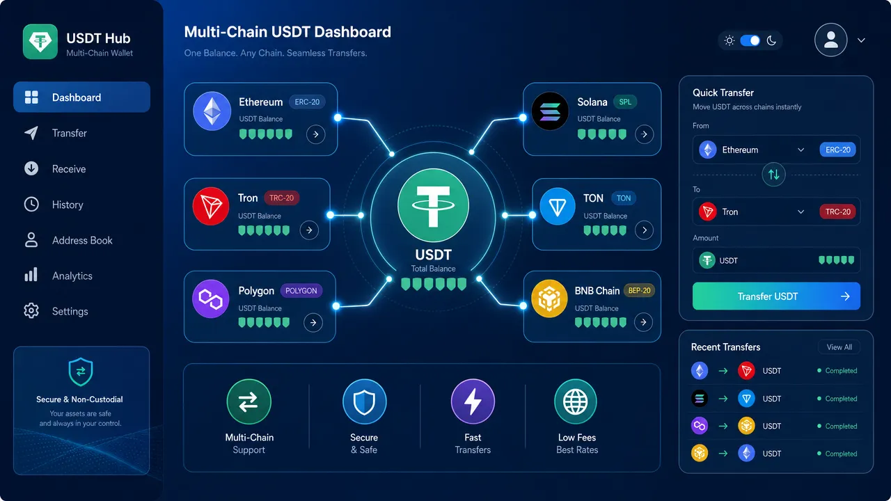 Multi-chain USDT transfer dashboard