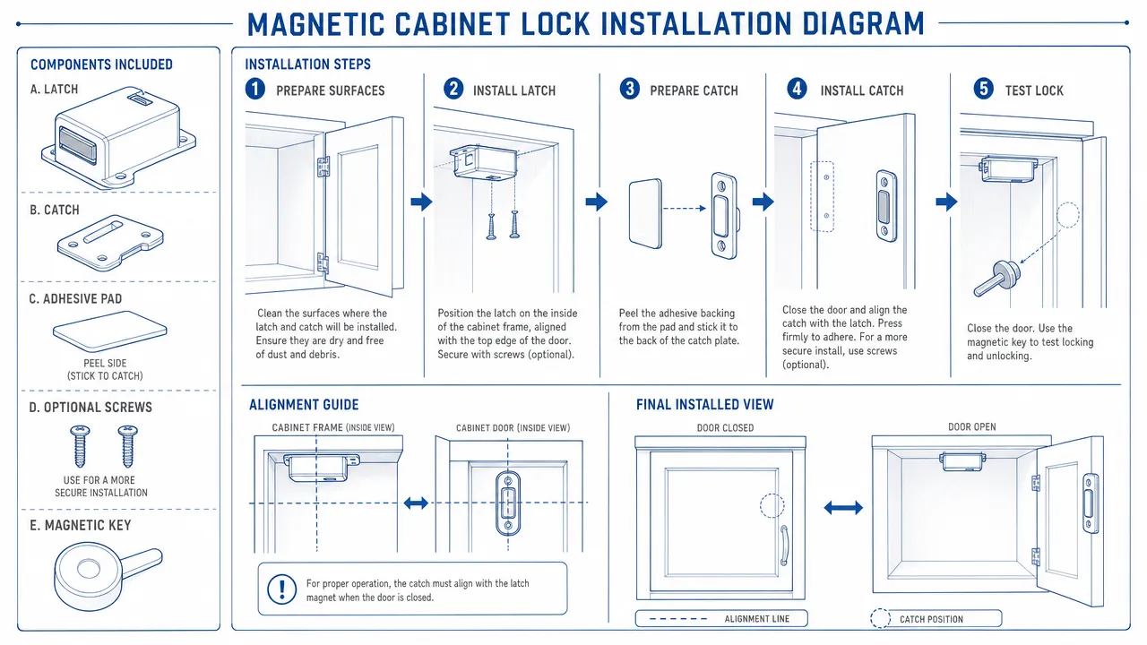 Magnetic Cabinet Lock Installation Diagram