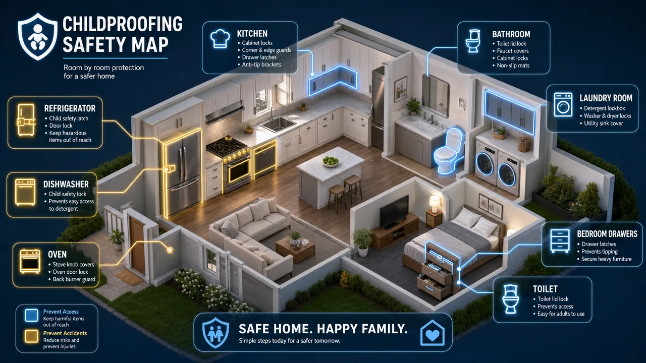 Room by room childproofing safety map
