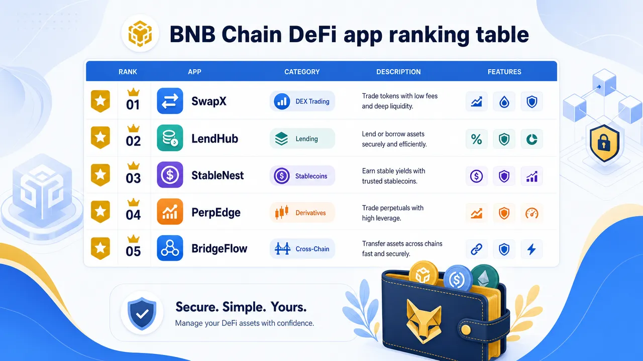 BNB Chain DeFi app ranking table