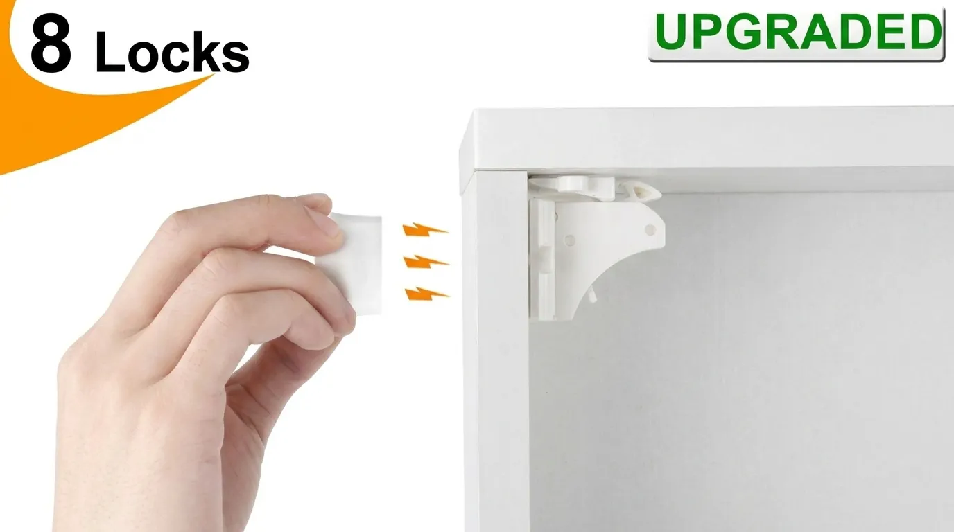 Vmaisi Adhesive Magnetic Cabinet Locks for Babies