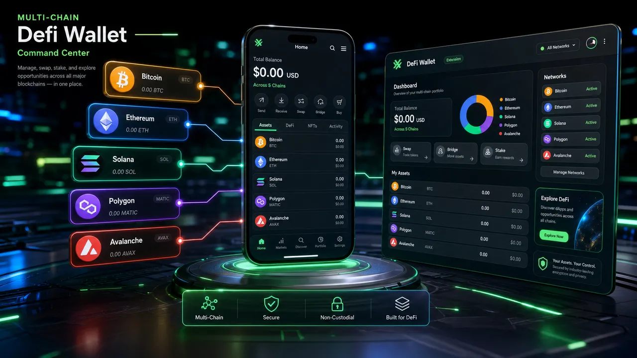 Multi-chain DeFi wallet command center