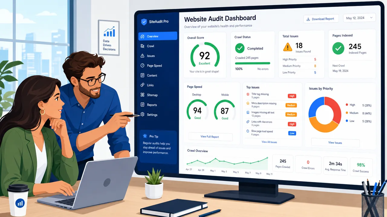 Website audit decision dashboard