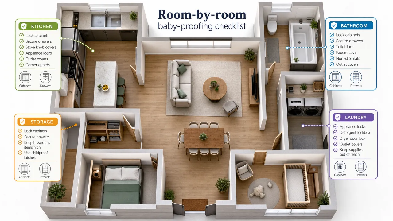 Room-by-room baby-proofing checklist