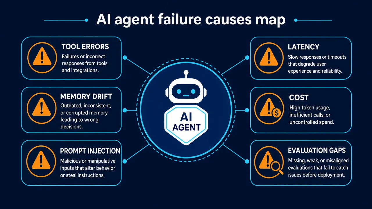 AI agent failure causes map