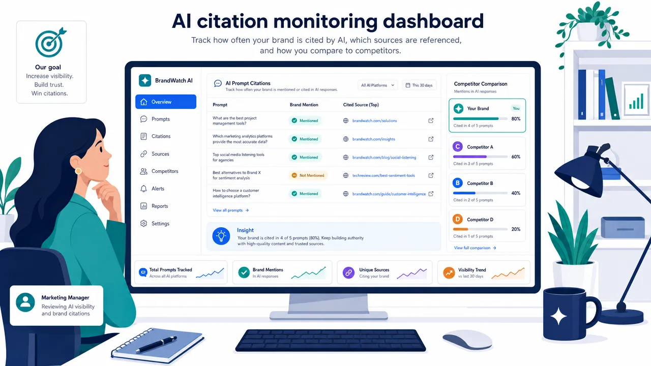AI citation monitoring dashboard