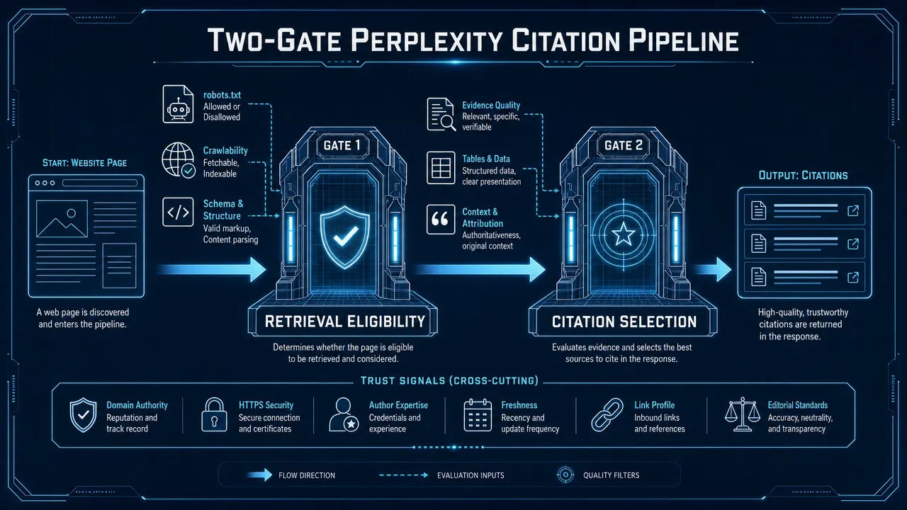 Two-Gate Perplexity Citation Pipeline