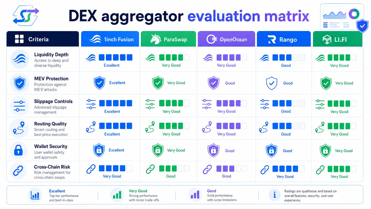 DEX aggregator evaluation matrix