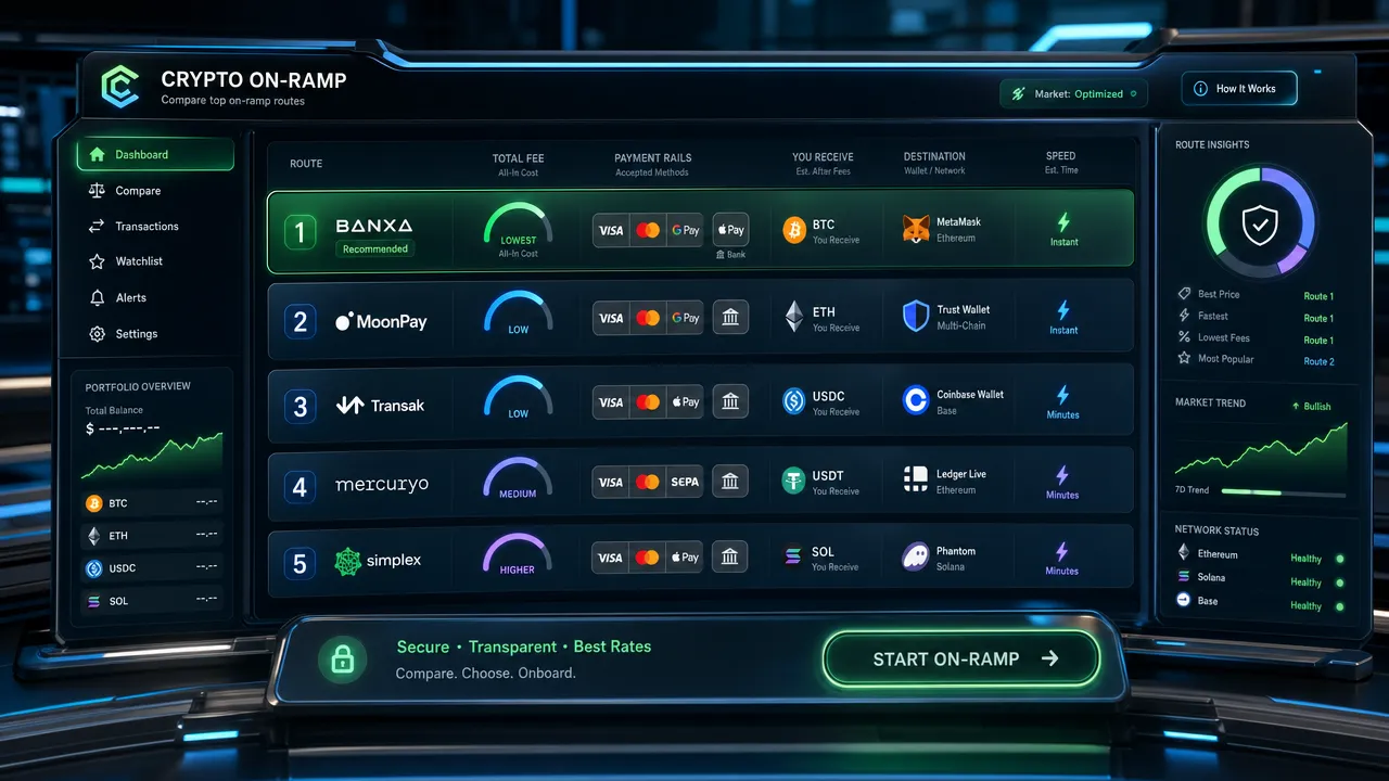 Crypto On-Ramp Comparison Dashboard