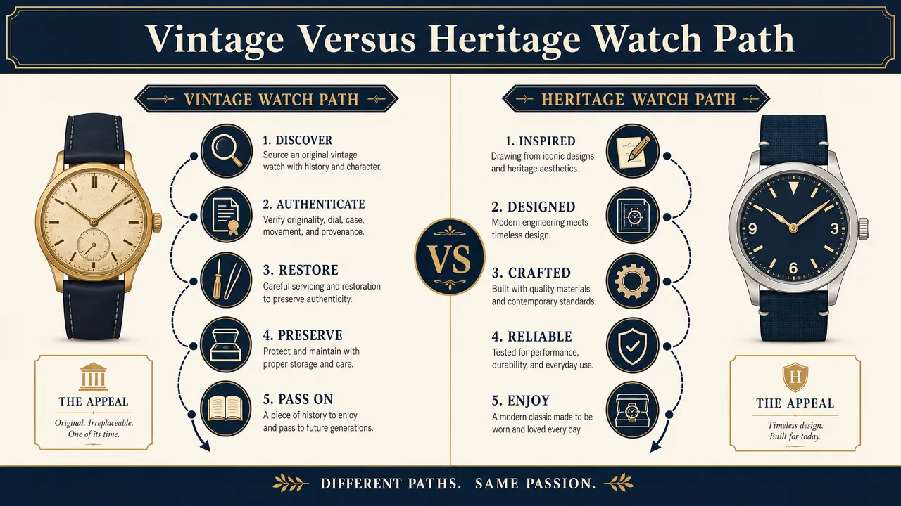 Vintage Versus Heritage Watch Path