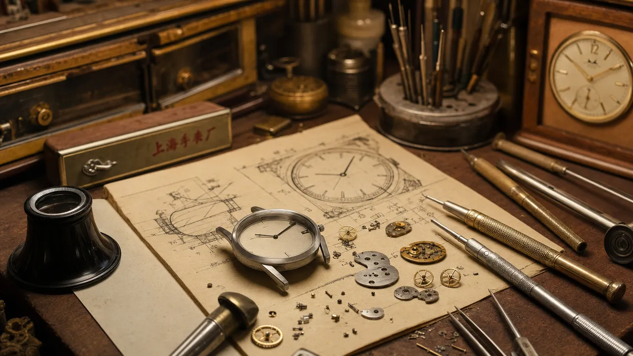 1955 Shanghai watchmaking workshop