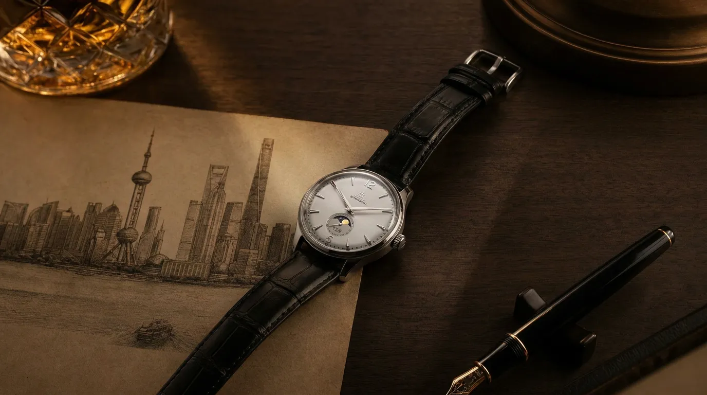 Heritage mechanical watch on Shanghai desk